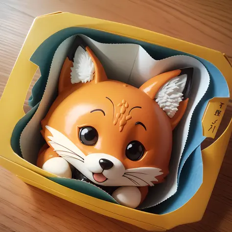 blind box fox 站在盒子里 style popmart clay material little --auto --s2