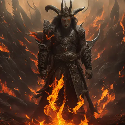 Bad - A Jinn of Persia who is supposed to have command over the winds and tempests. ((best quality)), ((masterpiece)), ((inked)), majestic intricately detailed soft oil painting by jim lee from diablo of a horrifying naked red-skinned demon king standing i...