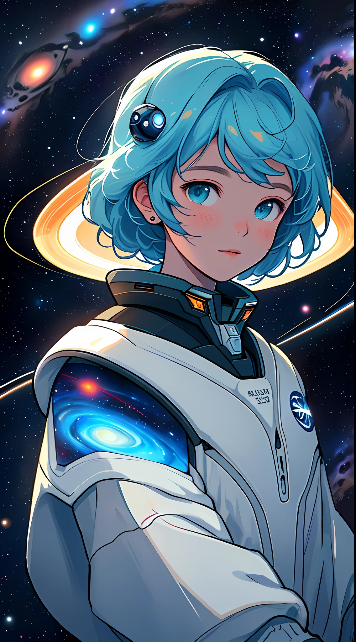 A close up of a person in a space suit with a planet in the background -  SeaArt AI