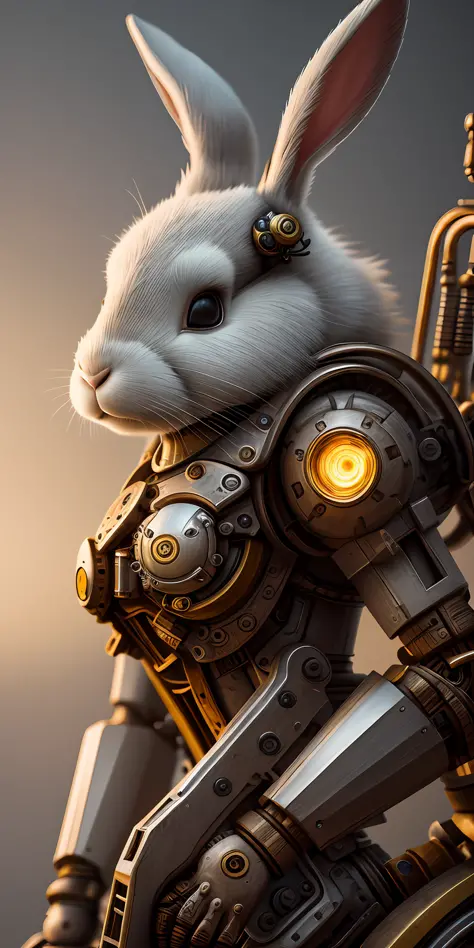 Mechanical rabbit,, extremely detailed, fine detail, hyper realistic texture perfect lighting