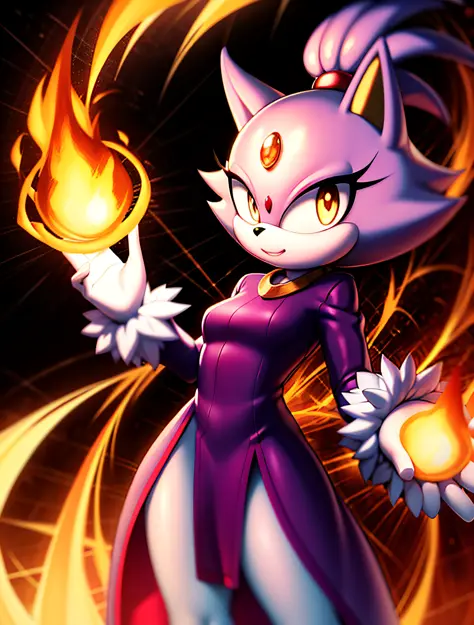 blazecat, clothed, fire, flames, masterpiece, best quality, detailed realistic fur, detailed background, robe, elemental manipulation