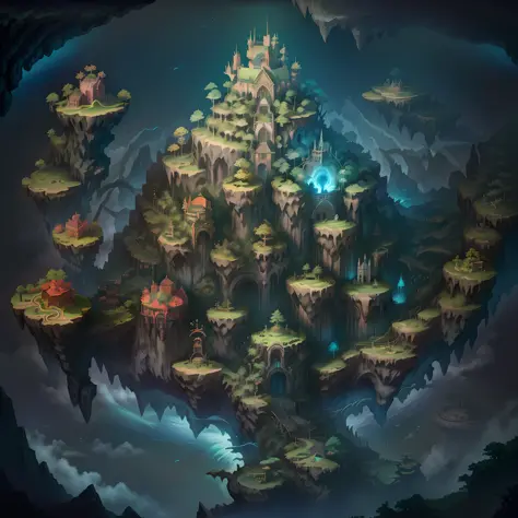 Make a World Map with kingdoms, forests, ocean, towers, dark theme, ultra hd, well done, RPG, 2d, Great