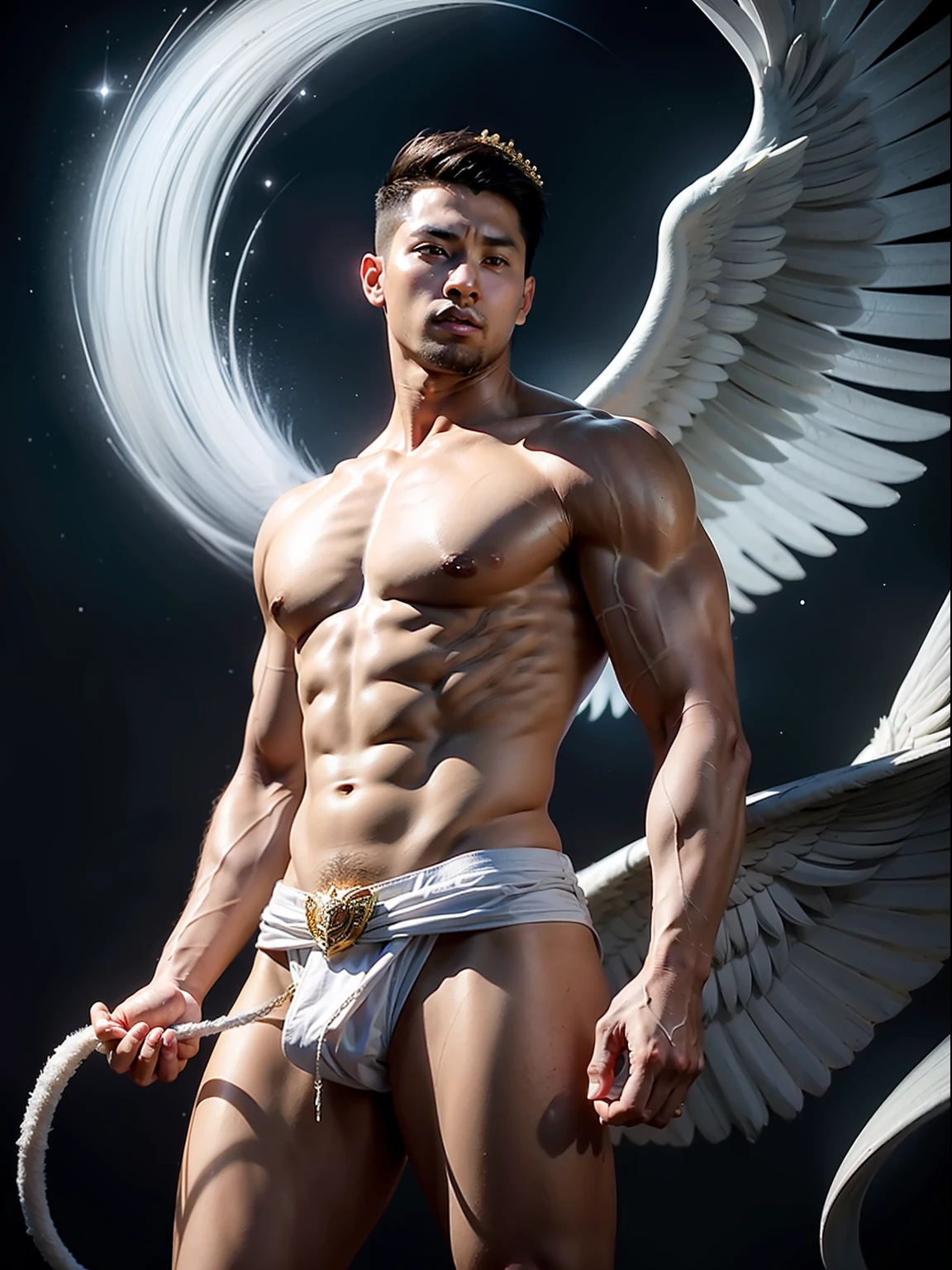 A Legendary Babe Angel Asian Male Model Muscular Handsome Shirtless SeaArt AI