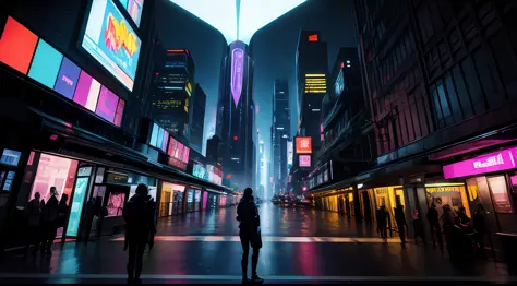 ((Best quality)), ((masterpiece)), (detailed),Create a digital artwork inspired by {cyberpunk aesthetics} and {retro arcade games}. The subject of the image is a {futuristic metropolis} with {holographic billboards}, {flying cars}, and {cybernetically enha...
