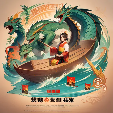 Make a Dragon Boat Festival poster with the big title Dragon Boat Festival Ankang, plus image elements of zongzi and dragon boats