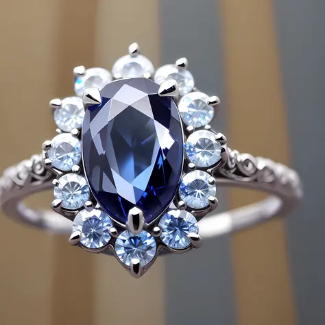Ring, sapphire, artistic, clear, requires diamond matching --auto --s2