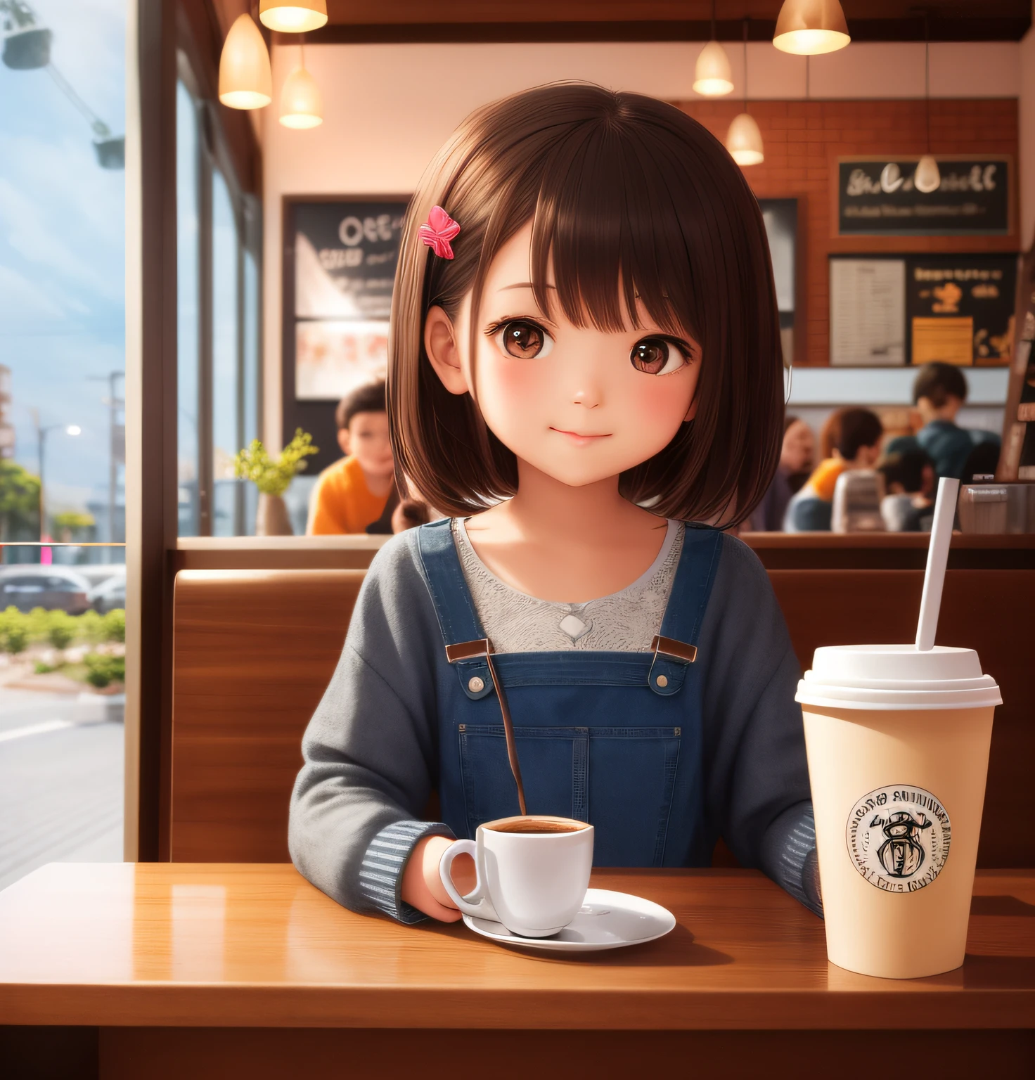 dreamlikeart, super cute kendi, kend in a coffee shop , detailed , trending on arstation, digital art