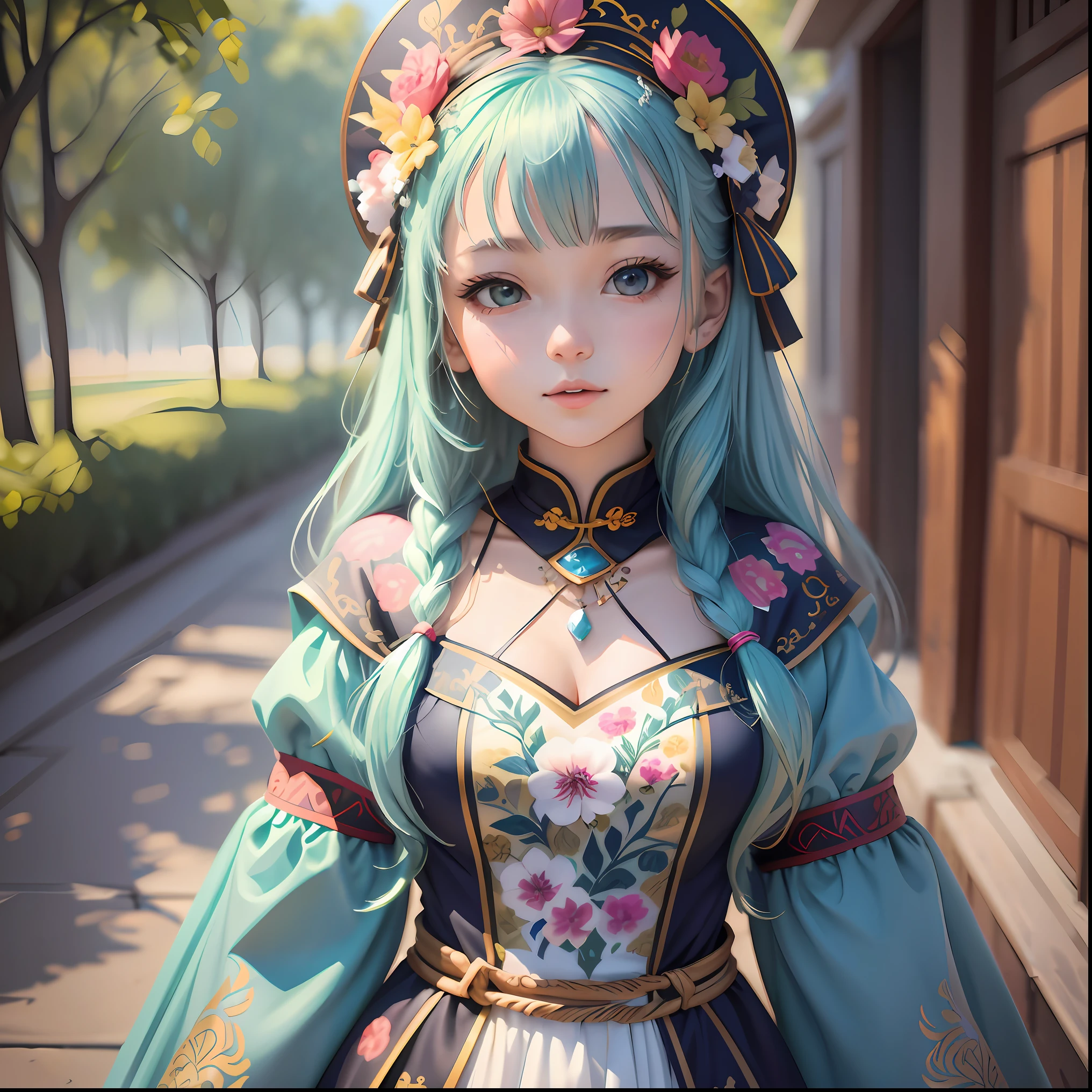 There is a woman with blue hair and blue dress, 3d CGI anime fantasy artwork, realistic anime 3 D style, 3 D anime realistic, realistic anime girl rendering, anime style 3d, cute 3d anime girl rendering, detailed digital anime art, smooth anime CG art, cute anime waifu in beautiful clothes, stylized anime