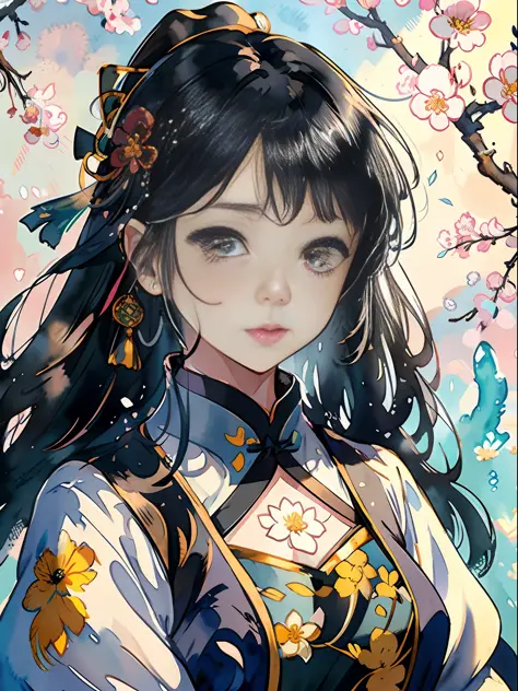 Portrait, Beautiful Avatar, Watercolor, (Illustration: 1.1), (Best Quality), (Masterpiece: 1.1), (Very Detailed CG Unity 8k Wall...