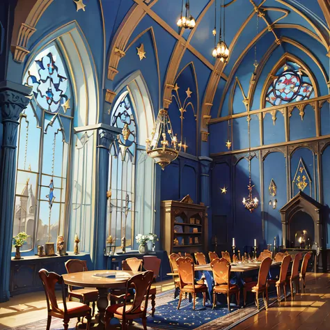 Castle towers, Harry Potter, Ravenclaw, lounges, arched windows - SeaArt AI