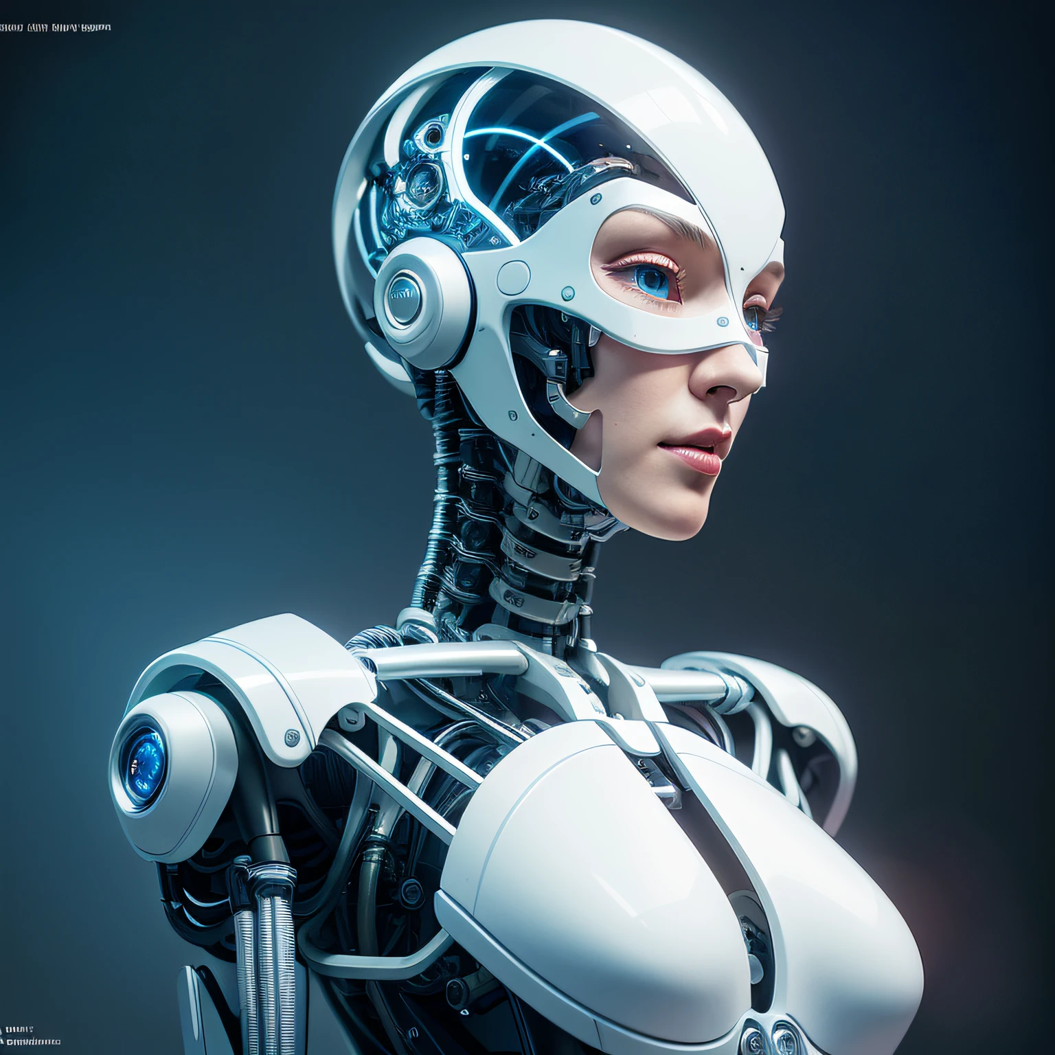 complex 3d render ultra detailed of a beautiful porcelain profile woman android face, cyborg, , full body,robotic parts, 70 mm, beautiful studio soft light, rim light, vibrant details, luxurious cyberpunk, lace, hyperrealistic, anatomical, facial muscles, cable electric wires, microchip, elegant, beautiful background, octane render, H. R. Giger style, 8k, best quality, masterpiece, illustration, an extremely delicate and beautiful, extremely detailed ,CG ,unity ,wallpaper, (realistic, photo-realistic:1.37),Amazing, finely detail, masterpiece,best quality,official art, extremely detailed CG unity 8k wallpaper, absurdres, incredibly absurdres, robot, silver halmet, sitting.,