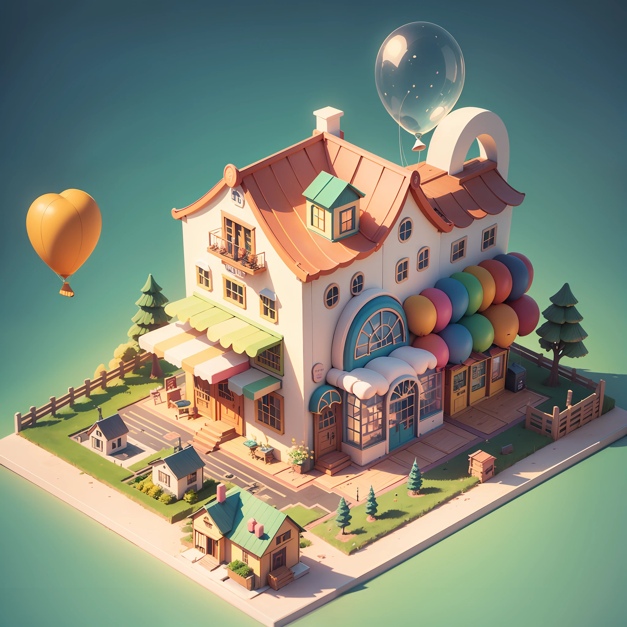 Isometric house, (45 degree view from top), cartoon, coffee house ...