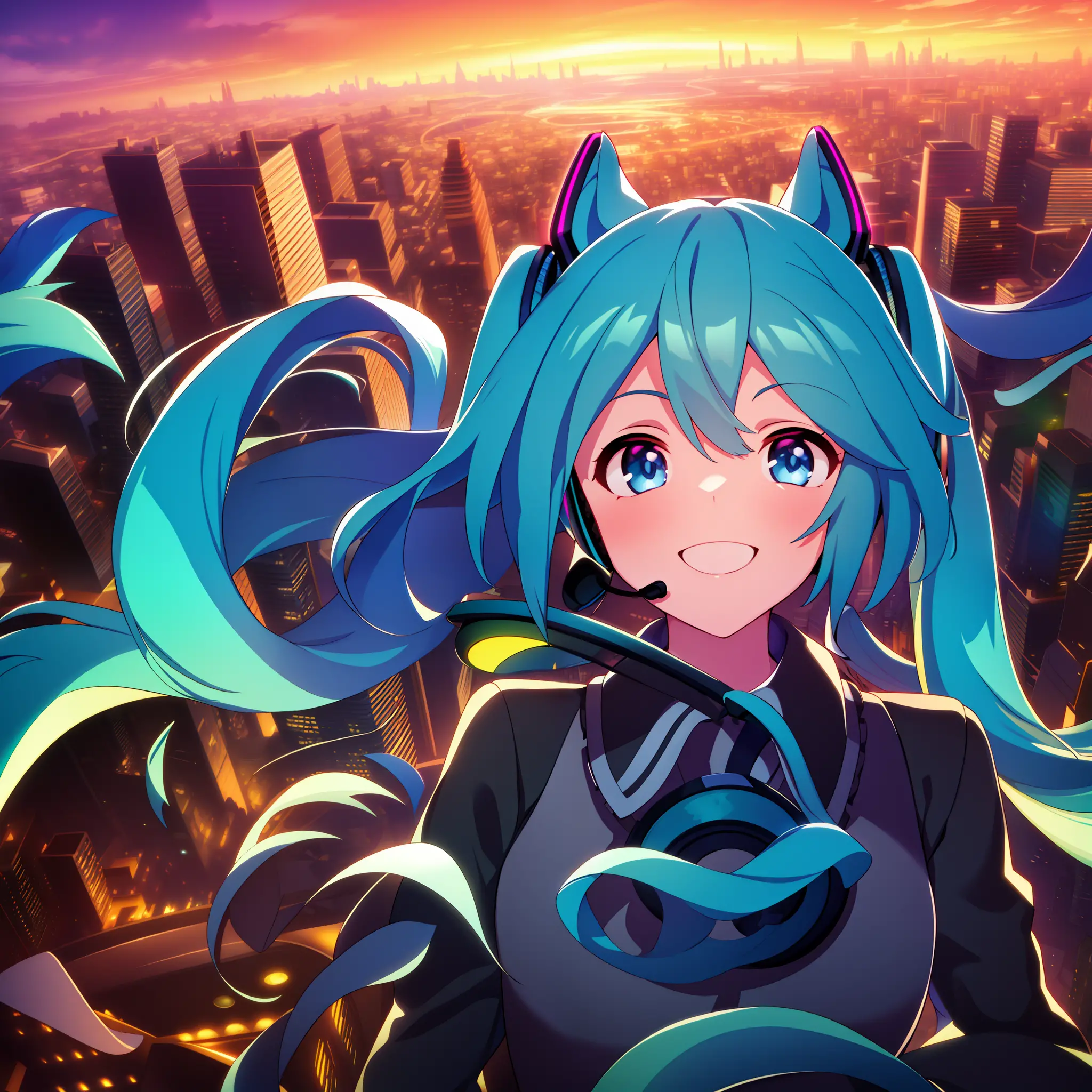 cg unity 8k wallpaper, top-quality, best lighting and shadows, an extremely delicate portrait of "hatsune miku", floating, super...