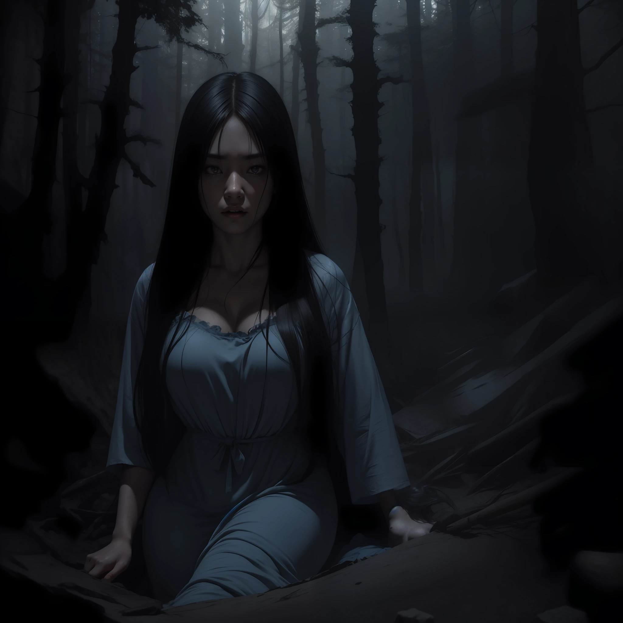 Masterpiece Best Quality Realistic Detailed Dramatic Light Horror Art Gore Girl Sadako