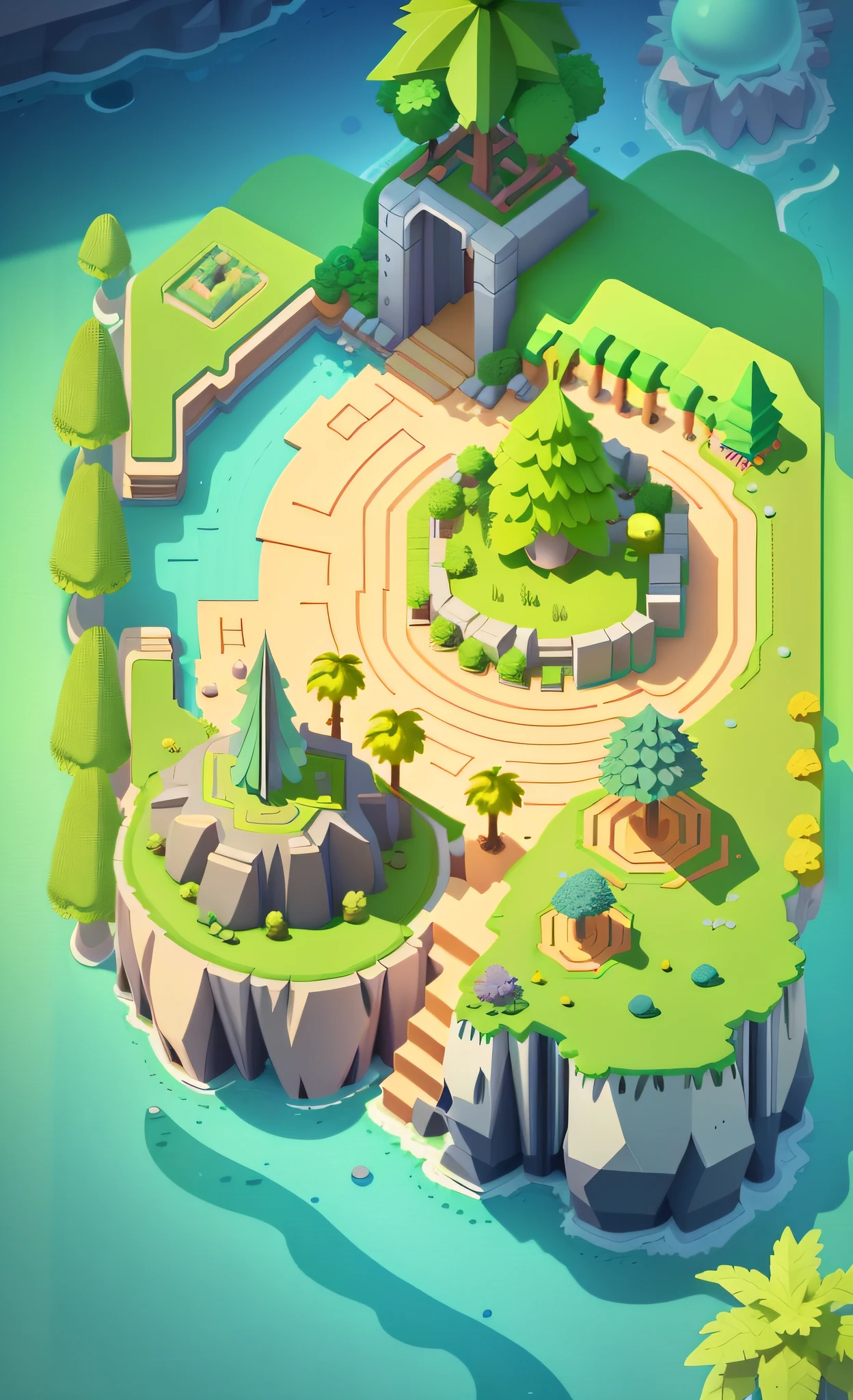 game map,( game concept art design:1.1), isometric art, (cartoon hand ...