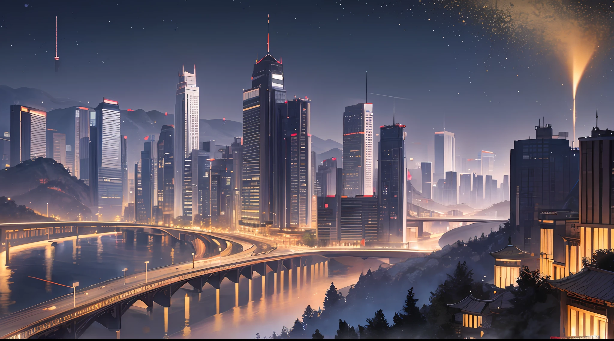 obra de arte, Melhor qualidade de imagem, Textura cinematográfica, Muito detalhado, Caverna de Chongqing Hongya, Chongqing cidade Night View, Chongqing, Beautiful cidadescape, Light Up cidade Skyline, Twilight cidade on Background, cidade Twilight cidade View, exibição do horizonte, Ethereal Starlight cidade, cidade Skyline in Background, cidade, Beautiful cidade, Super Wide View of cidadescape, Busy cidade on Background, Busy cidadescape