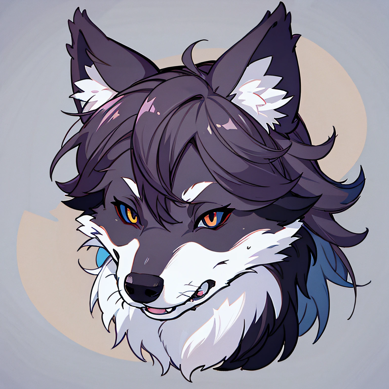 Anime wolf with blue eyes and long hair - SeaArt AI