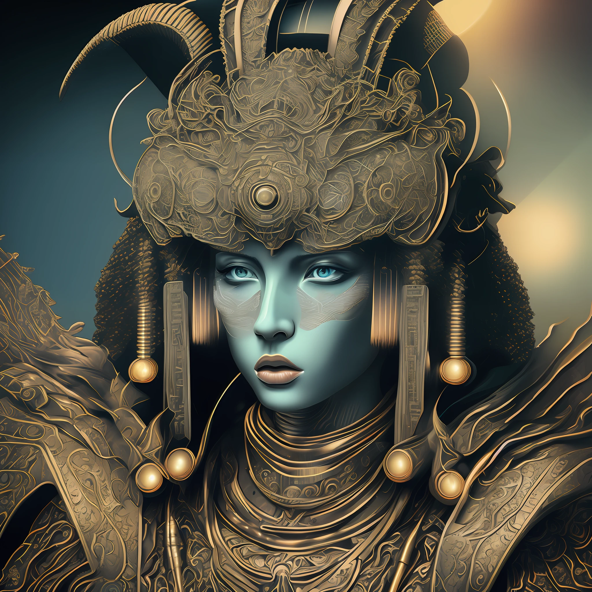 (CyberAngels:1.2) original, masterpiece, best quality, official art, (extremely detailed cg unity 8k wallpaper), (extremely fine and beautiful:1.2), (beautiful and clear background), beautiful portrait of an obsidian goddess, ((silver filigree)), Ivory accessories, intricate, headshot, highly detailed, digital painting, artstation, concept art, sharp focus, cinematic lighting, illustration, DaVinci symmetry in background, brass sacred geometry, hyper-realistic, real photograph, intelligent eyes, intricate details on headdress, two-horns on headress