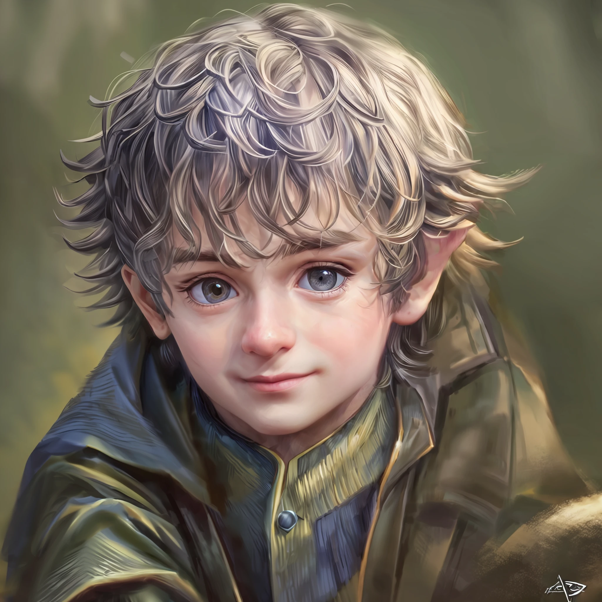 (Abonnieren:1.25), Porträt der süßesten Frodo Beutlin Baby Illustration, artstation, cgi_Animation, --auto --s2