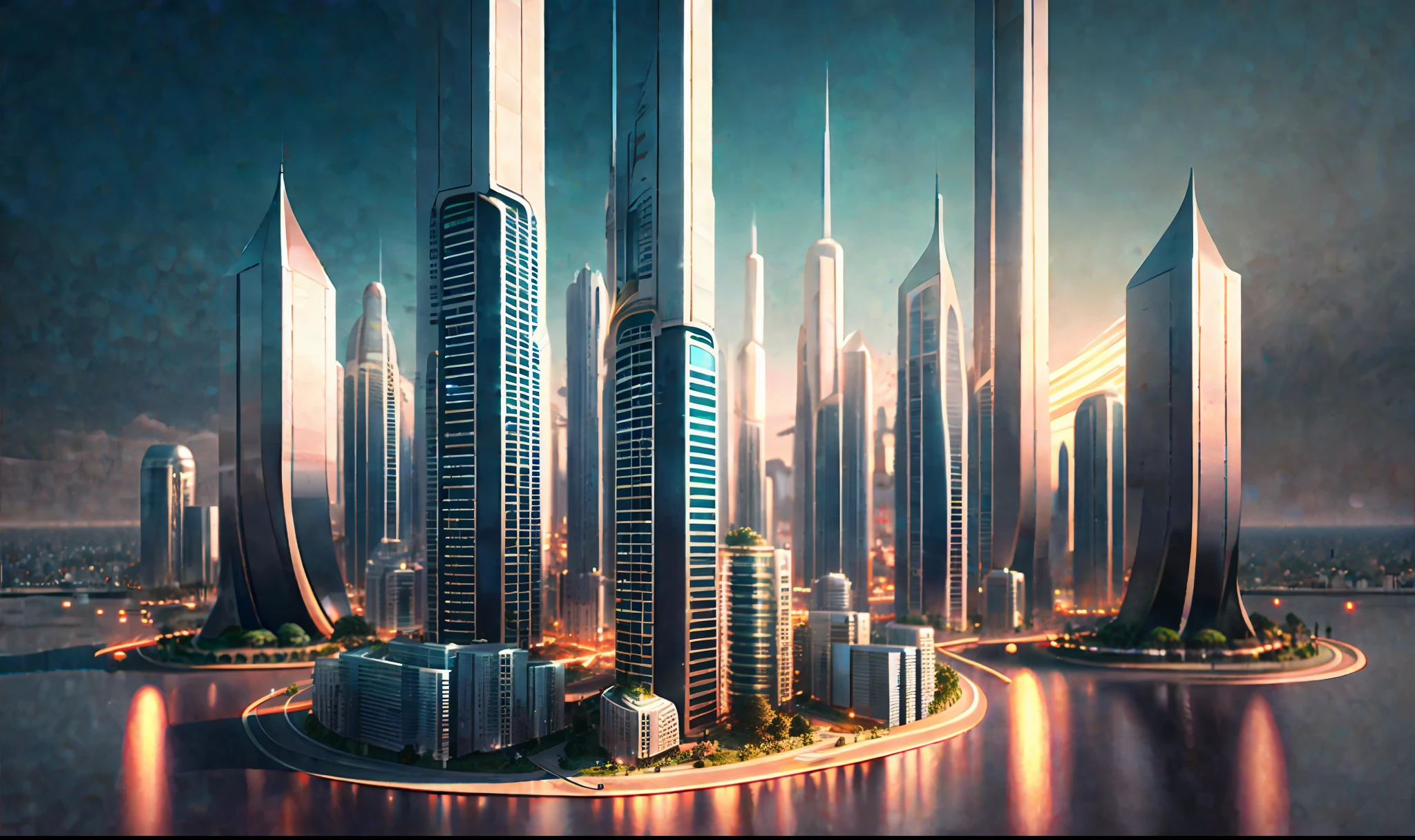 Uma cidade futurista, premiado, ultra realistic, renderização de octanagem