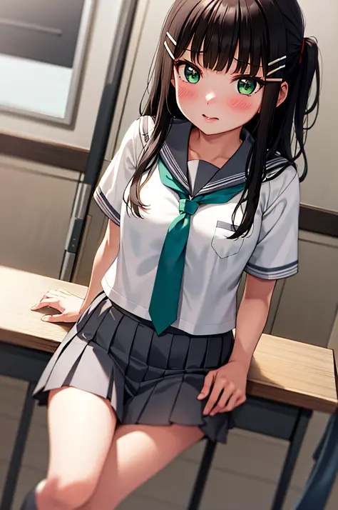 masterpiece, best quality,  1girl, kurosawa dia, long hair, medium breasts,uranohoshi school uniform, school uniform, short slee...