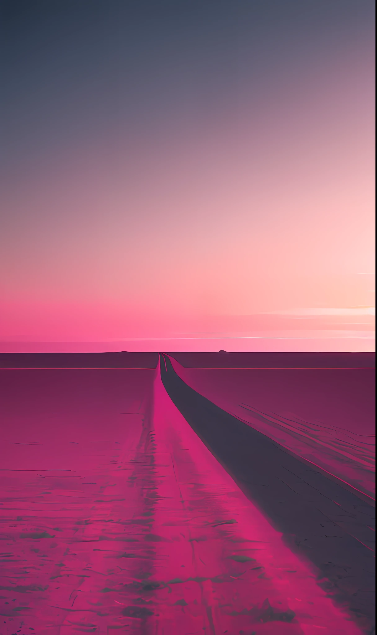 a sunset and a pink line in the desertin the style of ominous vibe, monochromaticartworks, felicia simion, digital art techniqueslight black and magenta, tumblewave, light blackand orange --g 2--s 750--V 5.