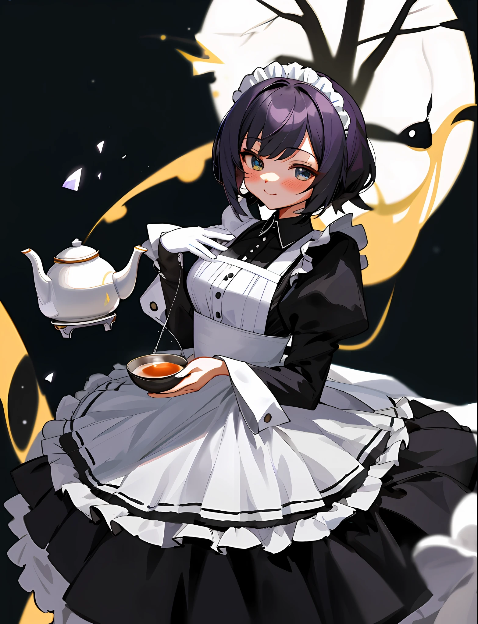 Anime girl in maid outfit holding a tea pot and a tea pot - SeaArt AI