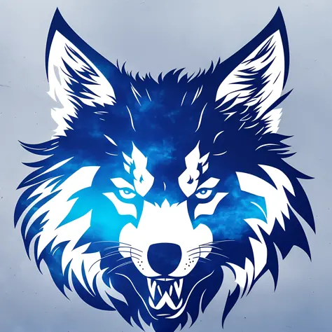 Logo with TEAM WOLVES writing, wolf line art logo, black and dark blue background, bright blue, minimal and solid — WOLVES --auto --s2