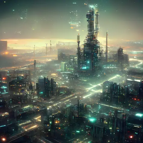 digital ink, wide-angle lens, sci-fi city, cybercity, style from jovian society