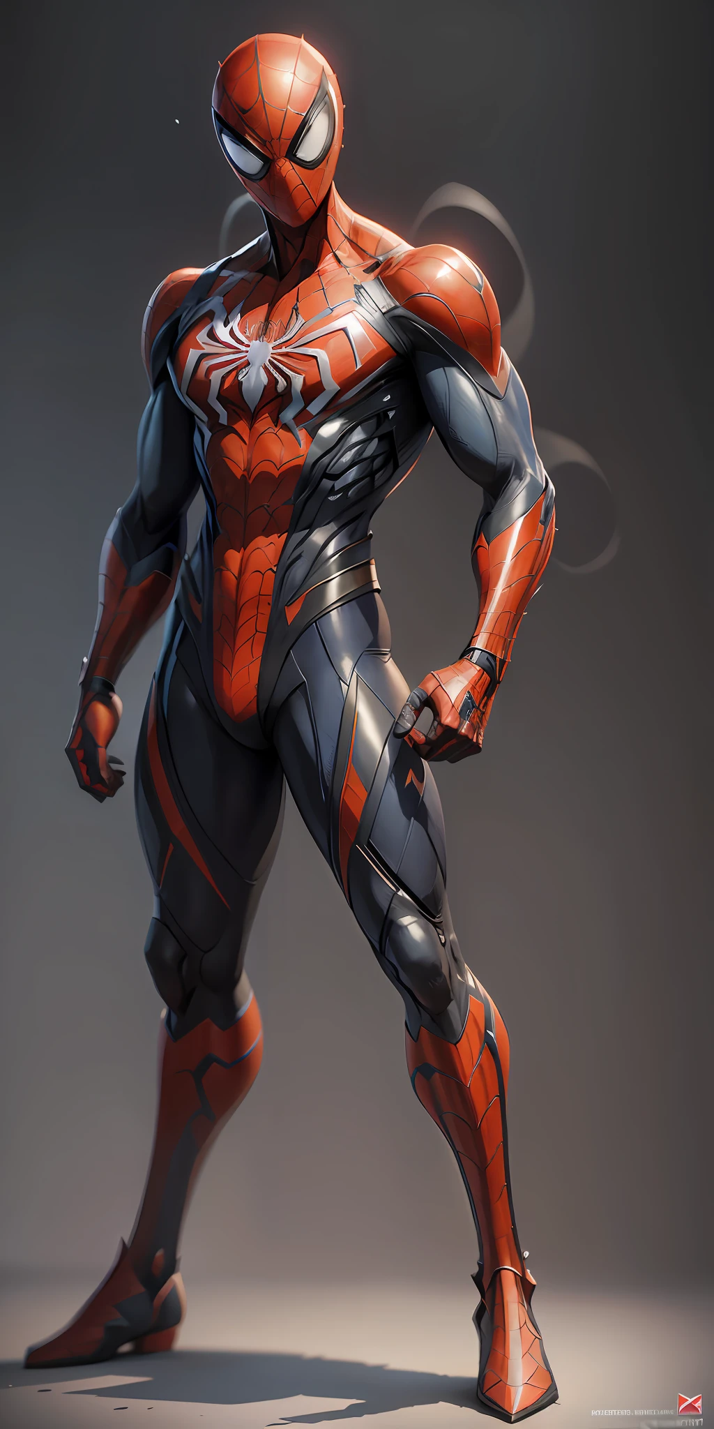 Um desenho de um homem-aranha de terno com terno vermelho e preto - SeaArt  AI