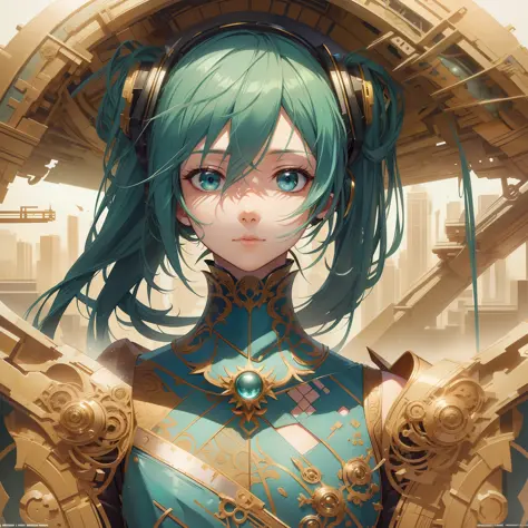 hatsune miku, extremely beautiful and proportionate face, in-frame, in-frame, beautiful detailed eyes, fantasy art, in the style...