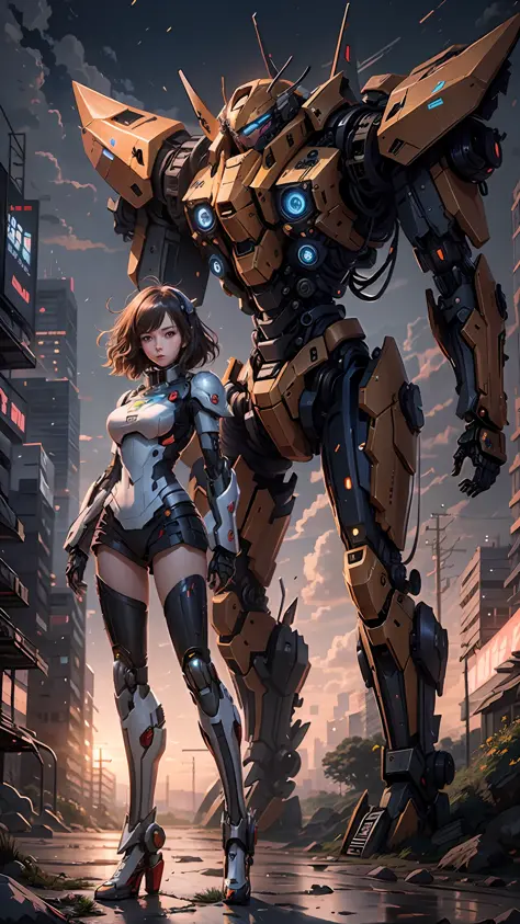 Anime girl in mecha suit, anime girl mecha, digital cyberpunk anime art, 8 k, mecha network armor girl