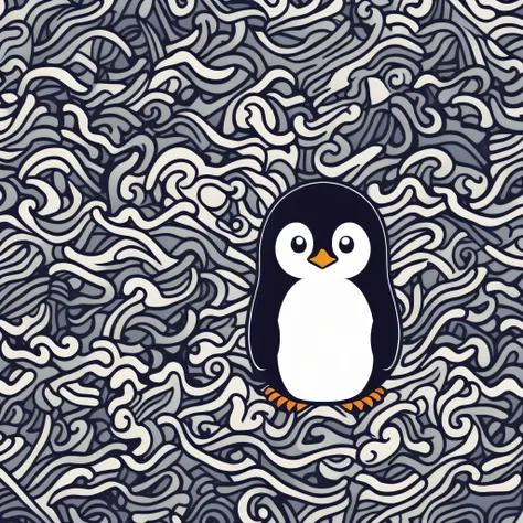 cute penguin,vector,symmetric,elegant,handmade,