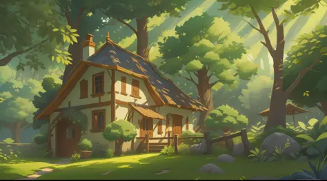 Masterpiece, best quality, (very detailed CG unit 8k wallpaper) (best quality), (best illustration), (best shadows) Nature', cottage, tree branch in foreground, super detailed 
Waiting to get started --v6