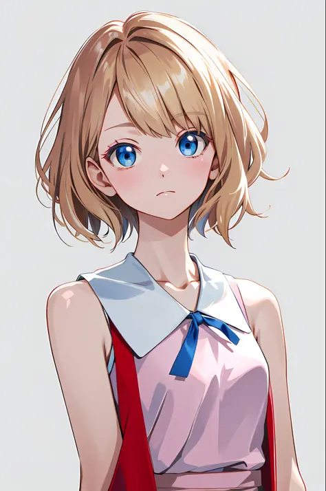 masterpiece, best quality, highres, serena \(pokemon\), short hair, blue eyes, 1girl, solo, blue ribbon, eyelashes, neck ribbon,...