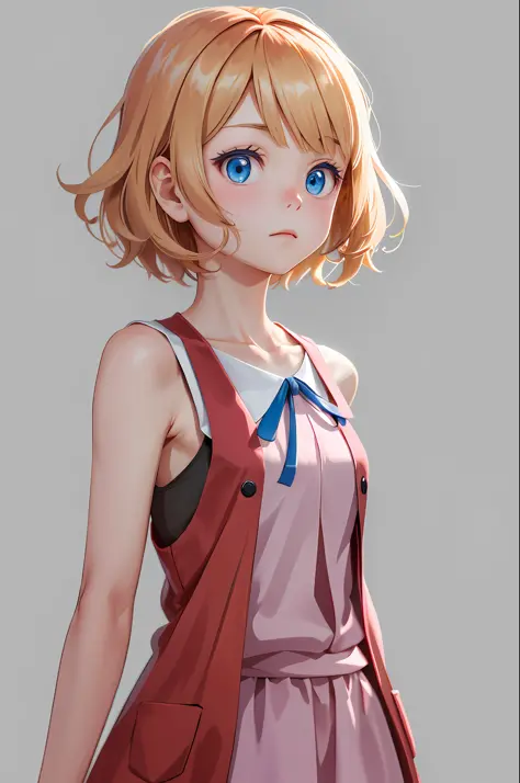 masterpiece, best quality, highres, serena \(pokemon\), short hair, blue eyes, 1girl, solo, blue ribbon, eyelashes, neck ribbon,...