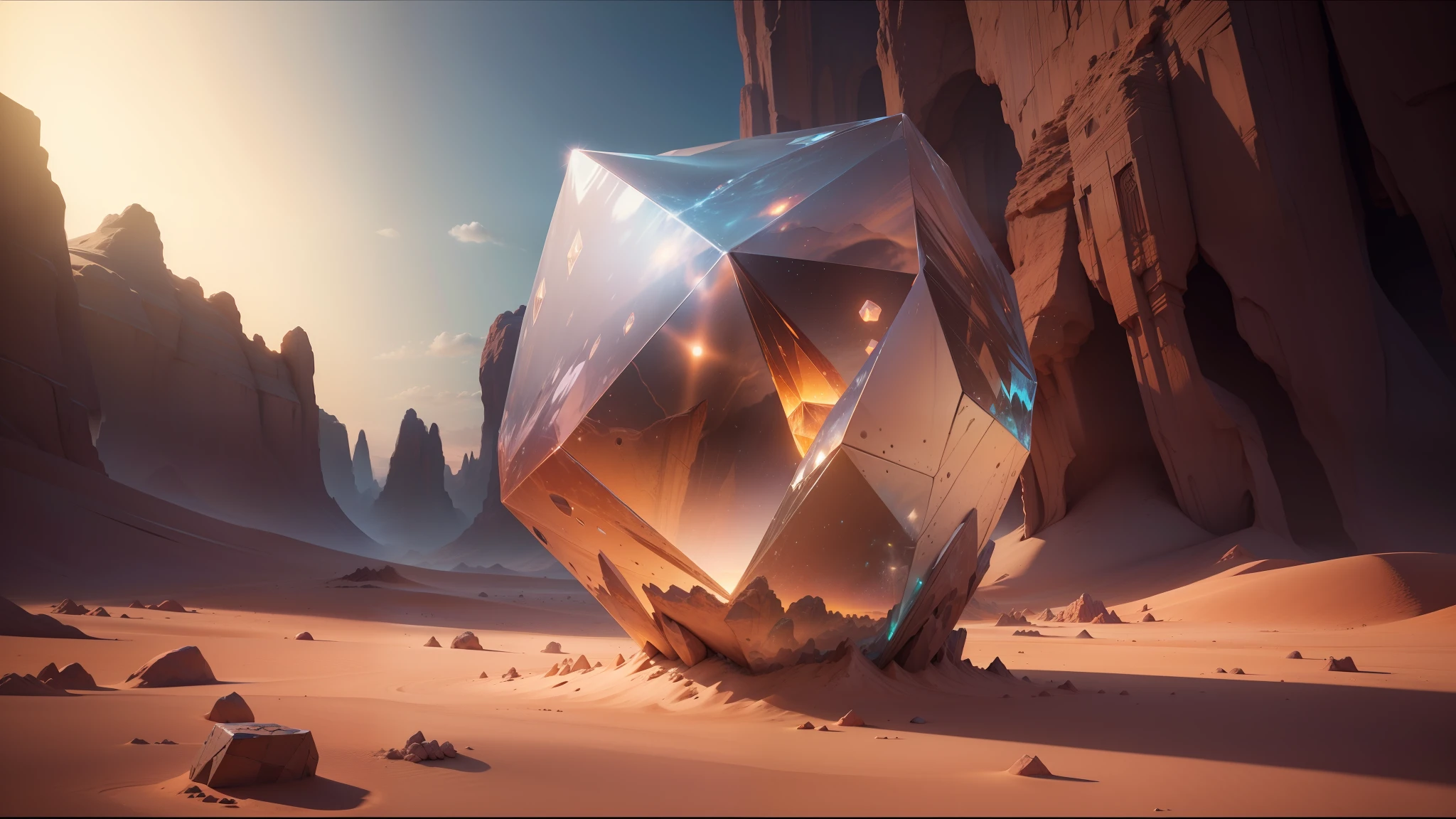 A close up of a large object in a desert with rocks - SeaArt AI