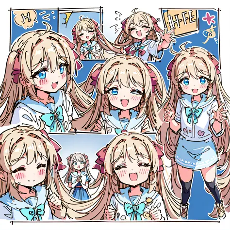 Golden Goddess Athena, various expressions, happy, sad, angry, expectant laughter, disappointed 1, cute eyes, white background, illustration-nii 5-style cute, emoji as illustration set, with boold manga line style, dynamic pose dark white, f/64 group, rela...
