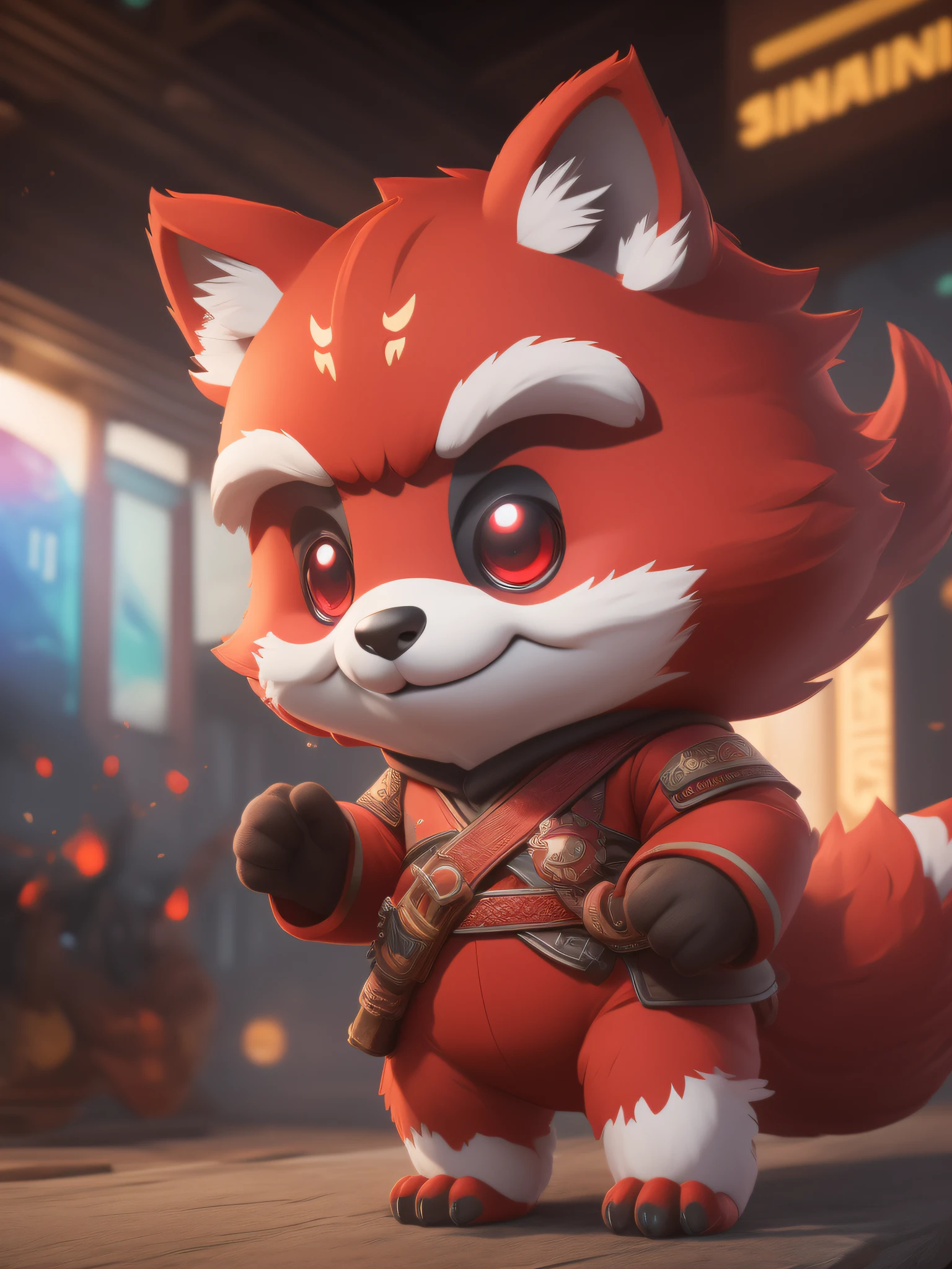 Rotes Maskottchen, mit acht aufstrebenden kulturellen Merkmalen Jiangxi City IP Mit einzigartiger Kreativität und Design, Unreal V entspricht den Eigenschaften der Zeit Nettes Bild, große Affinität Unreal Engine 5 Süße kleine Tiere Furry UHD Unreal V