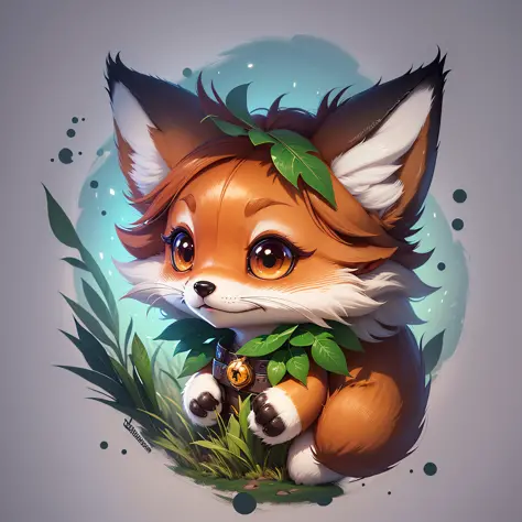 a close up of a sticker of a fox with a big eyes, cute fox, fox animal, sticker illustration, anthropomorphic fox, digital fox, fox from league of legends chibi, an anthropomorphic fox, stylised fox - like appearance, fox ears illustration, fantasy sticker...