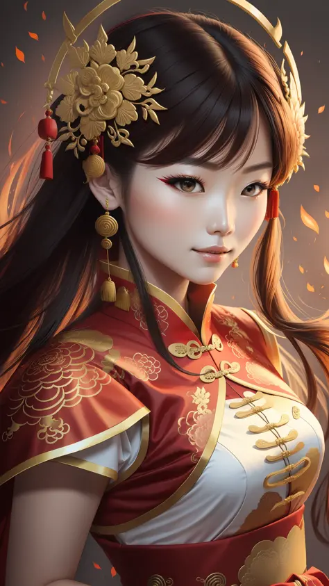 Fire queen with traditional Chinese clothes