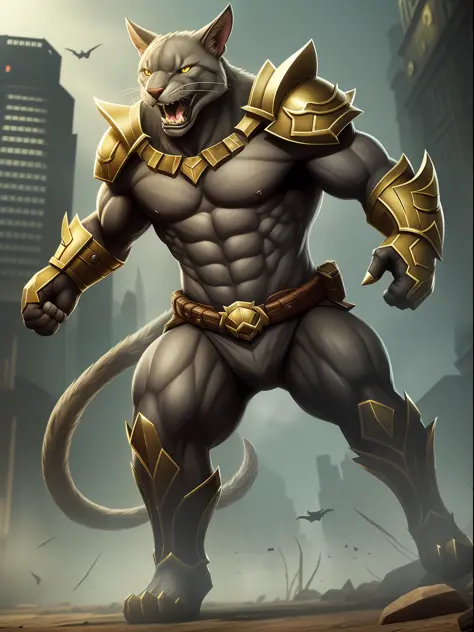 ( detailed description ) ( Better quality ) (Realistic) half-animal battle helper who combines brute force with agility and cunning. He seeks a loyal and courageous companion with sharp instincts and keen tracking skills. He wants his sidekick to possess s...