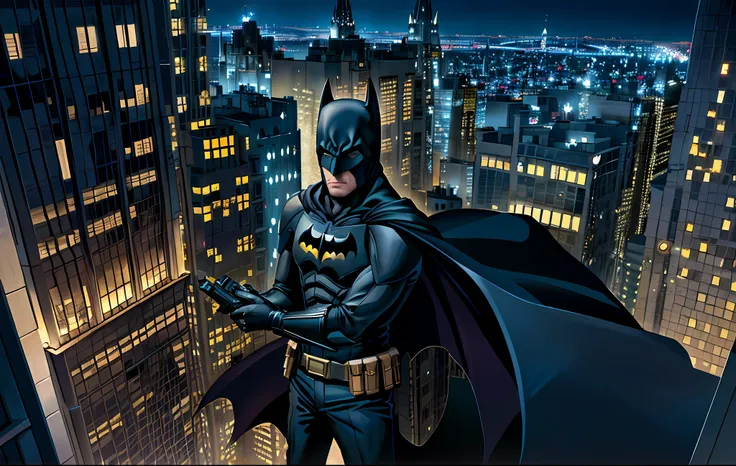 a photorealistic, award winning, picture of batman a top of church ...