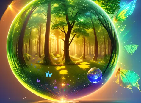 (masterpiece),(best quality:1.0), (ultra highres,), detailed, a glass ball with a tree inside of it, digital art, cg society con...