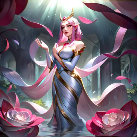 Nyleema, the Rosewater Enchantress, is depicted in their splashart as an alluring and enchanting human mage, with a deep connect...