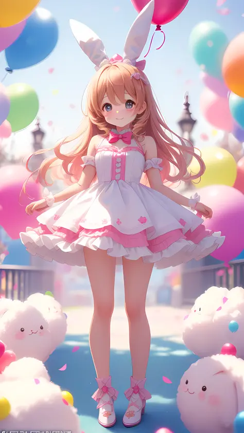 Bunny morphing cute girl, fluffy, soft ((best quality)), ((masterpiece)), ( extreme detail, highest detail, official art, beauty...