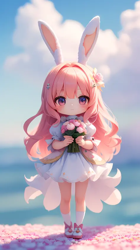 Bunny Morphing Girl, Fluffy, Soft ((Best Quality)), ((Masterpiece)), ( Extreme Detail, Supreme Detail, Official Art, Beauty and ...