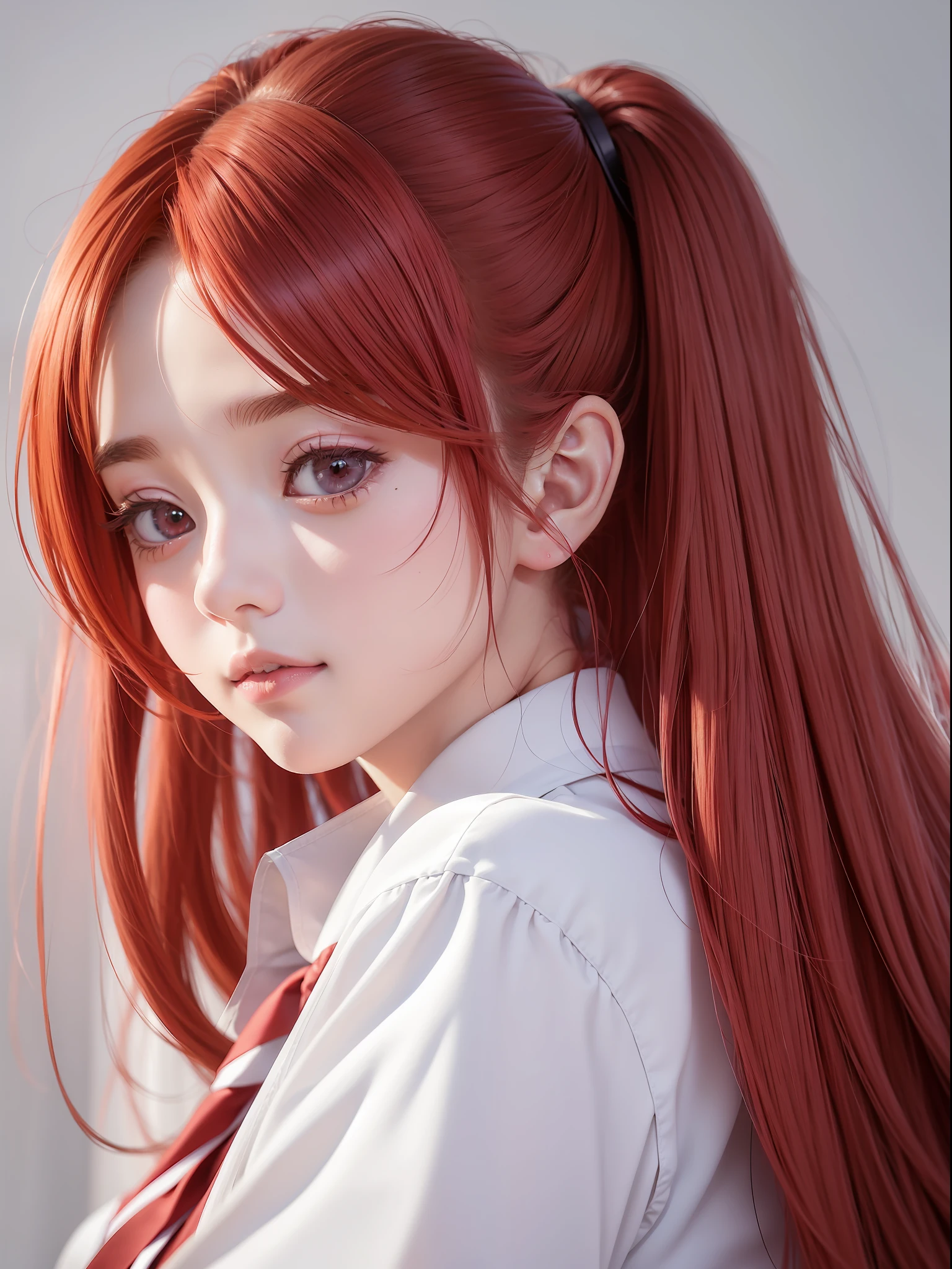 anime girl with long red hair and a , anime moe artstyle, cute anime girl, cute anime girl portrait, pretty anime girl, portrait of cute anime girl, kawaii realistic portrait, anime visual of a cute girl, cute anime girl portraits, portrait anime girl, anime style portrait, marin kitagawa fanart, (anime girl), beautiful anime girl, upper body