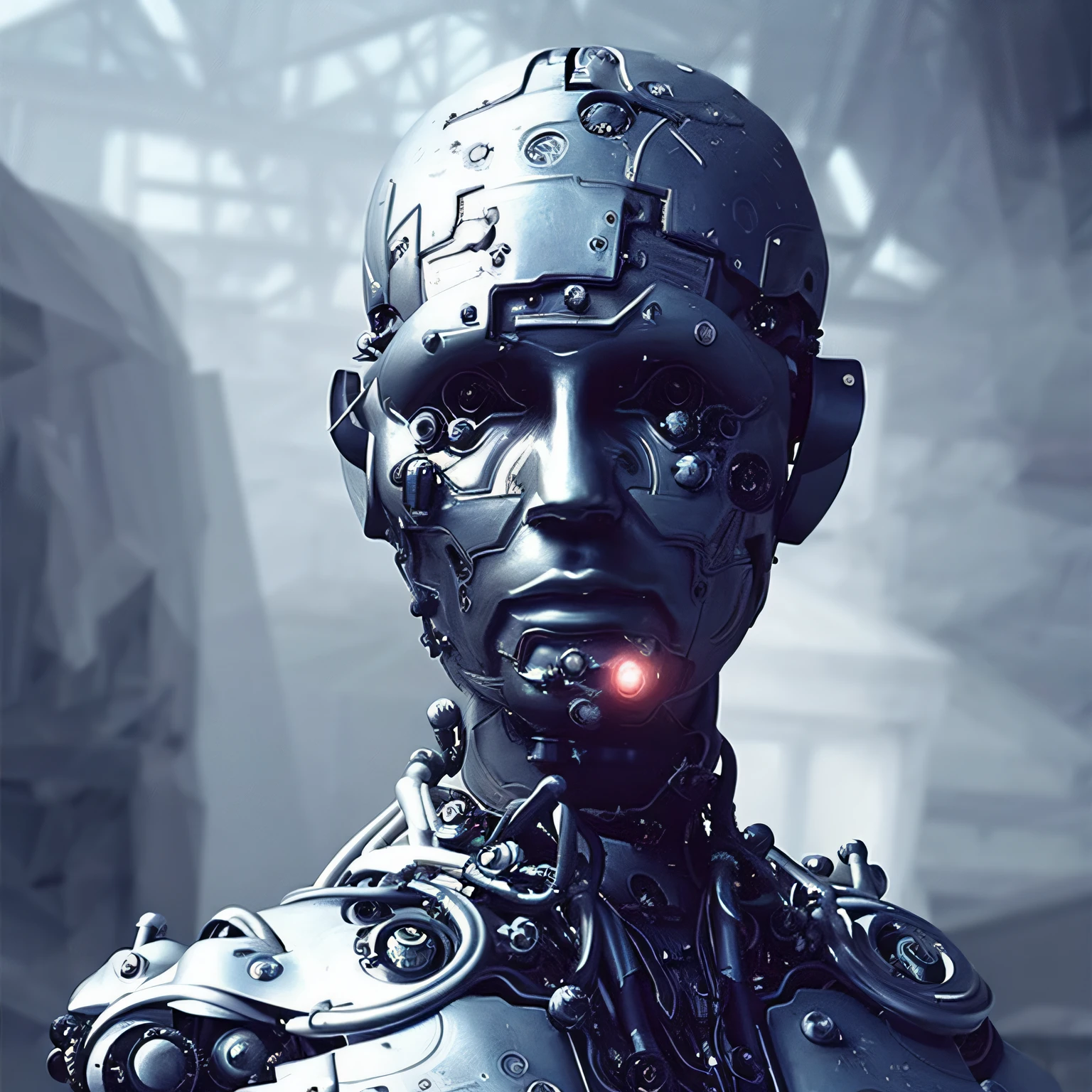 Cyborgdiffusion 由 greg rutkowski 创作的机器人肖像, 崔成, 米切尔·莫尔豪泽, 马切伊·库恰拉, 丁先生, 马克西姆·维热因, 彼得·科尼格, 血源性, 8K 真实感, 电影灯光, 高清, 高细节, 戏剧性, 黑暗氛围, artstation 上的热门