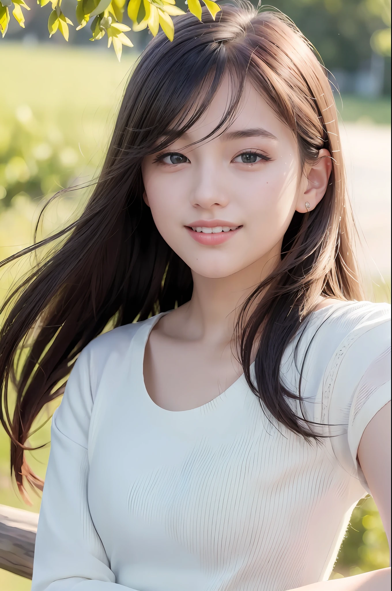 (8K, Best Quality, Masterpiece: 1.2), (Realistic, Photorealistic: 1.37), Super Detail, 1 Girl, Beauty, Cute, Smile, Solo, (Nose Redness), (Smile: 1.15), (Mouth Closed) Big, Beautiful Eyes, (Long Hair: 1.2), Floating Hair Novafrog style, upper body